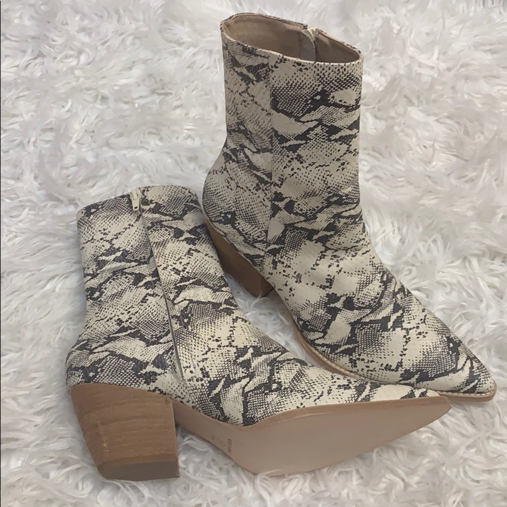 - Matisse Caty snakeskin bootie